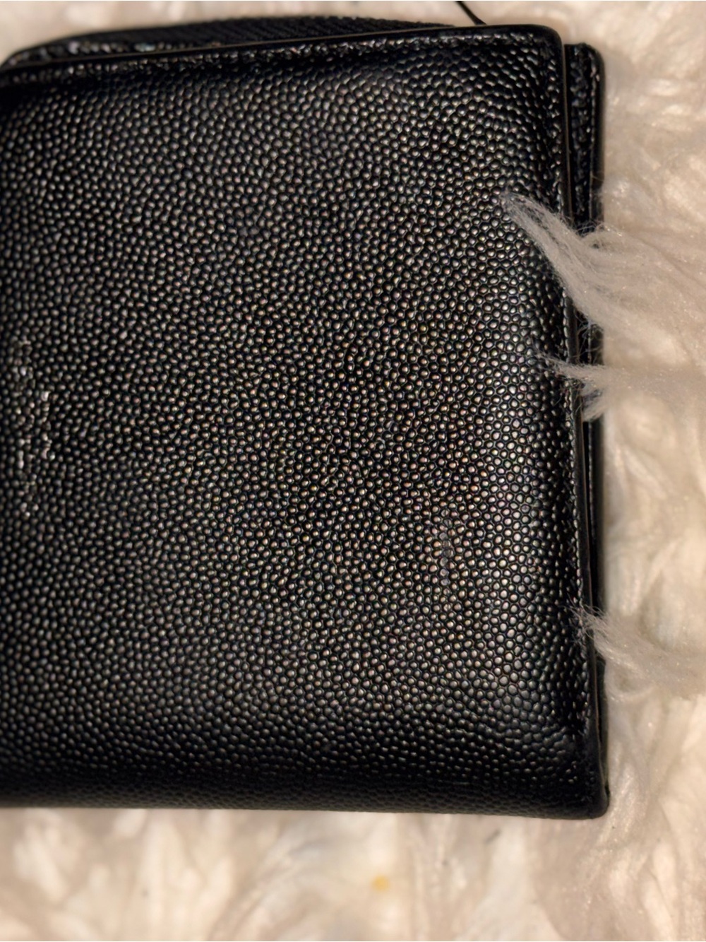 Authentic Saint Laurent Rive Gauche Black Leather Compact Zip Wallet COA